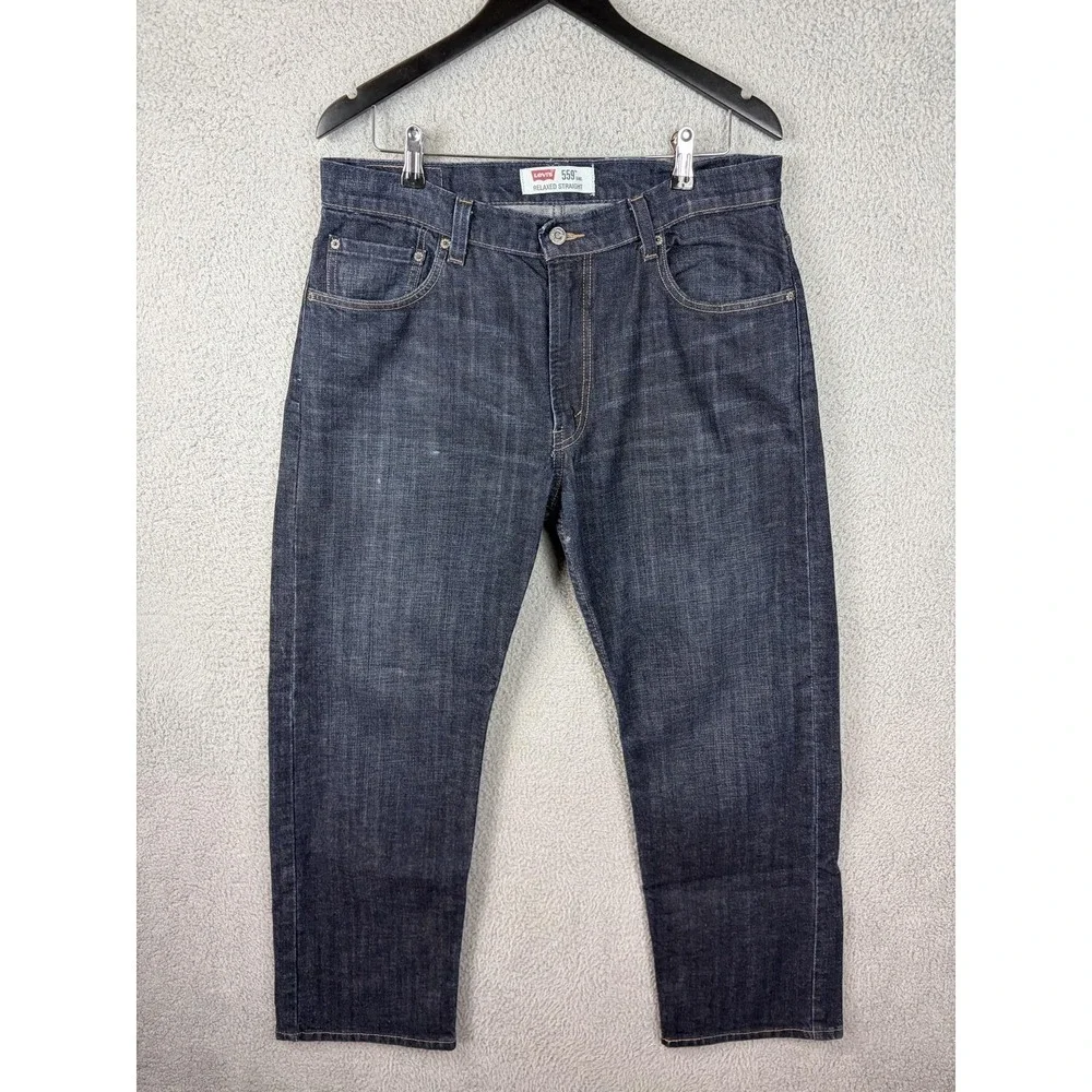 Levis 559 Jeans Mens 34x30 Blue Dark Wash Relaxed Straight Stretch Denim Men